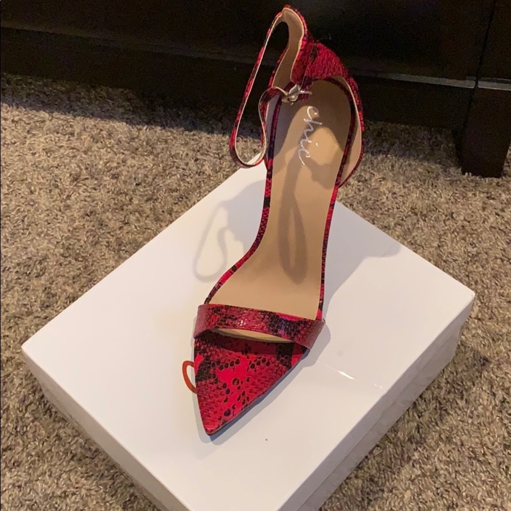 Red Snake Skin Open Toe Sandal!